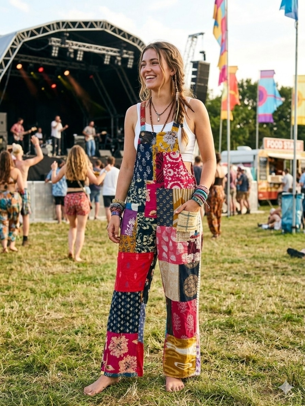 Patchwork Cotton Jumpsuit - Multi